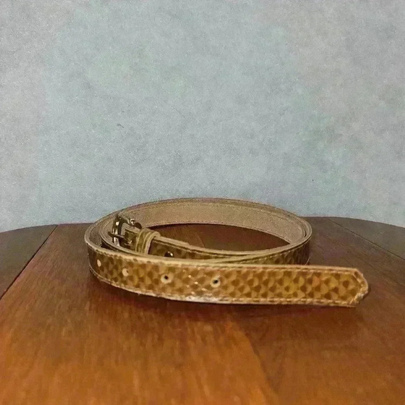 Womens Genuine Snake Skin Belt‎ Cognac Brown W/ Gold buckle 38" Long 3/4" Wide - Picture 1 of 9
